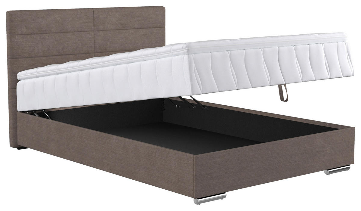 BOXSPRING-ÁGY 140/200 cm  taupe  - króm/taupe, Basics, faalapú anyag/textil (140/200cm) - Carryhome