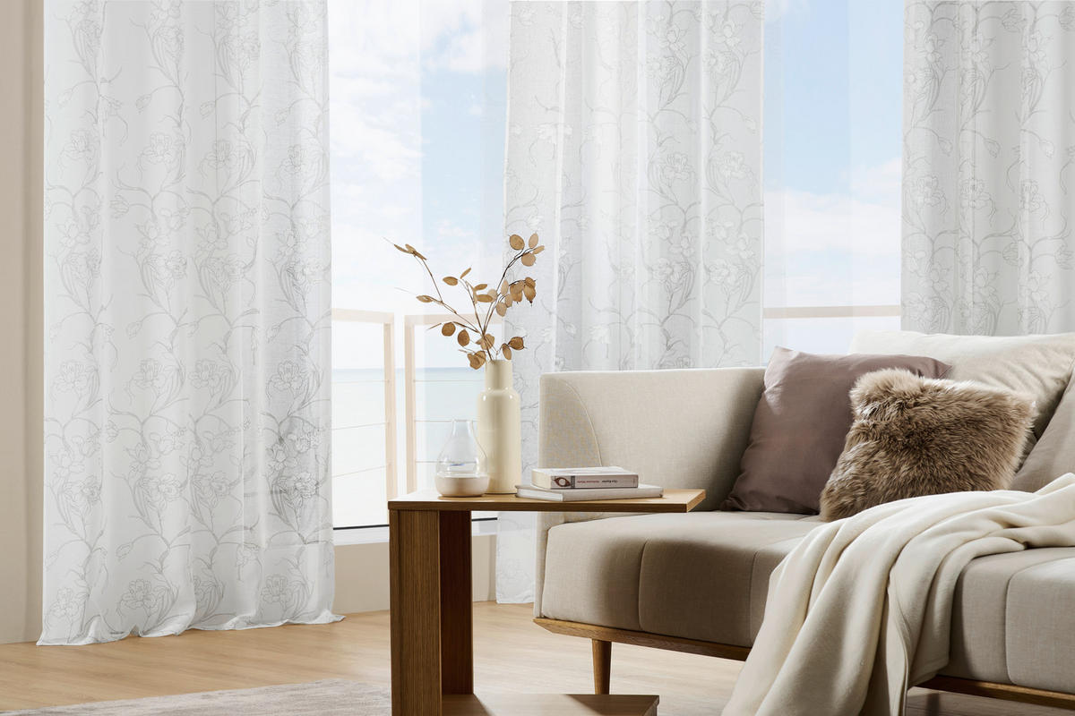RINGLIS FÜGGÖNY részben áttetsző  - fehér/szürke, Design, textil (135/245cm) - Esposa
