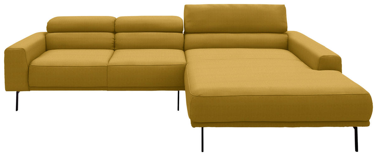 ECKSOFA Cord Goldfarben  - Goldfarben/Schwarz, Design, Textil/Metall (293/215-217cm) - Schöner Wohnen