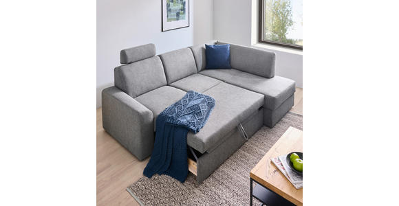 ECKSOFA in Webstoff Grau  - Schwarz/Grau, KONVENTIONELL, Kunststoff/Textil (165/224cm) - Xora