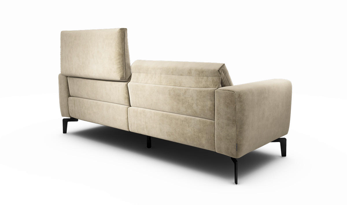 2,5-Sitzer inkl. Hocker Samt Naturfarben  - Schwarz/Naturfarben, Design, Textil/Metall (220/86/86-94cm) - SENSOO