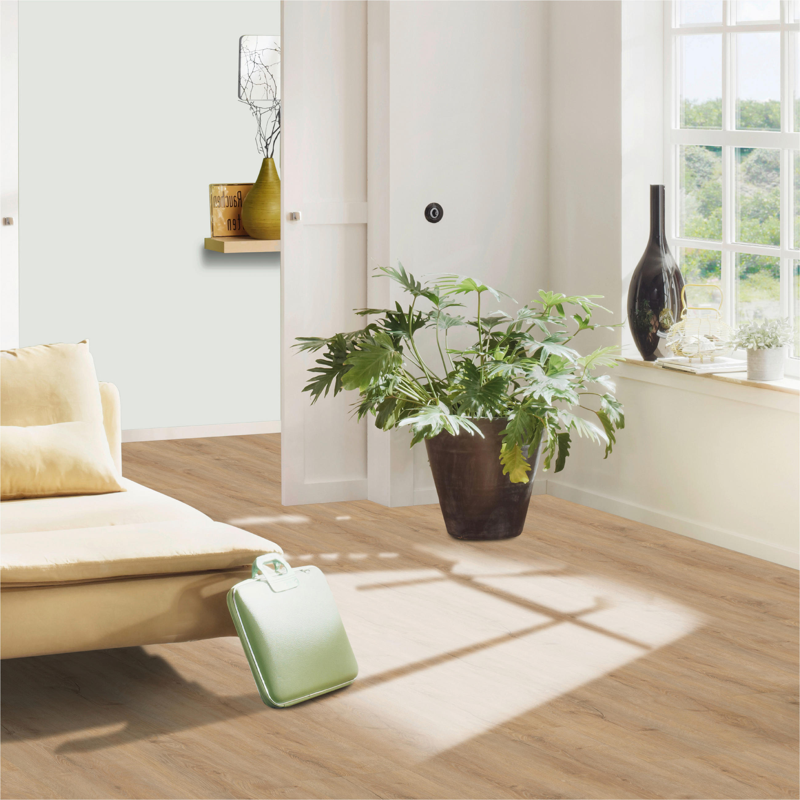 DESIGNBODEN Structure  per  m² - Hellbraun/Eichefarben, Basics, Kunststoff (122/22.8/0.38cm)