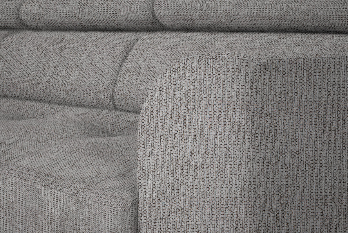 ECKSOFA in Webstoff Taupe  - Taupe/Schwarz, Design, Textil/Metall (205/280cm) - MID.YOU