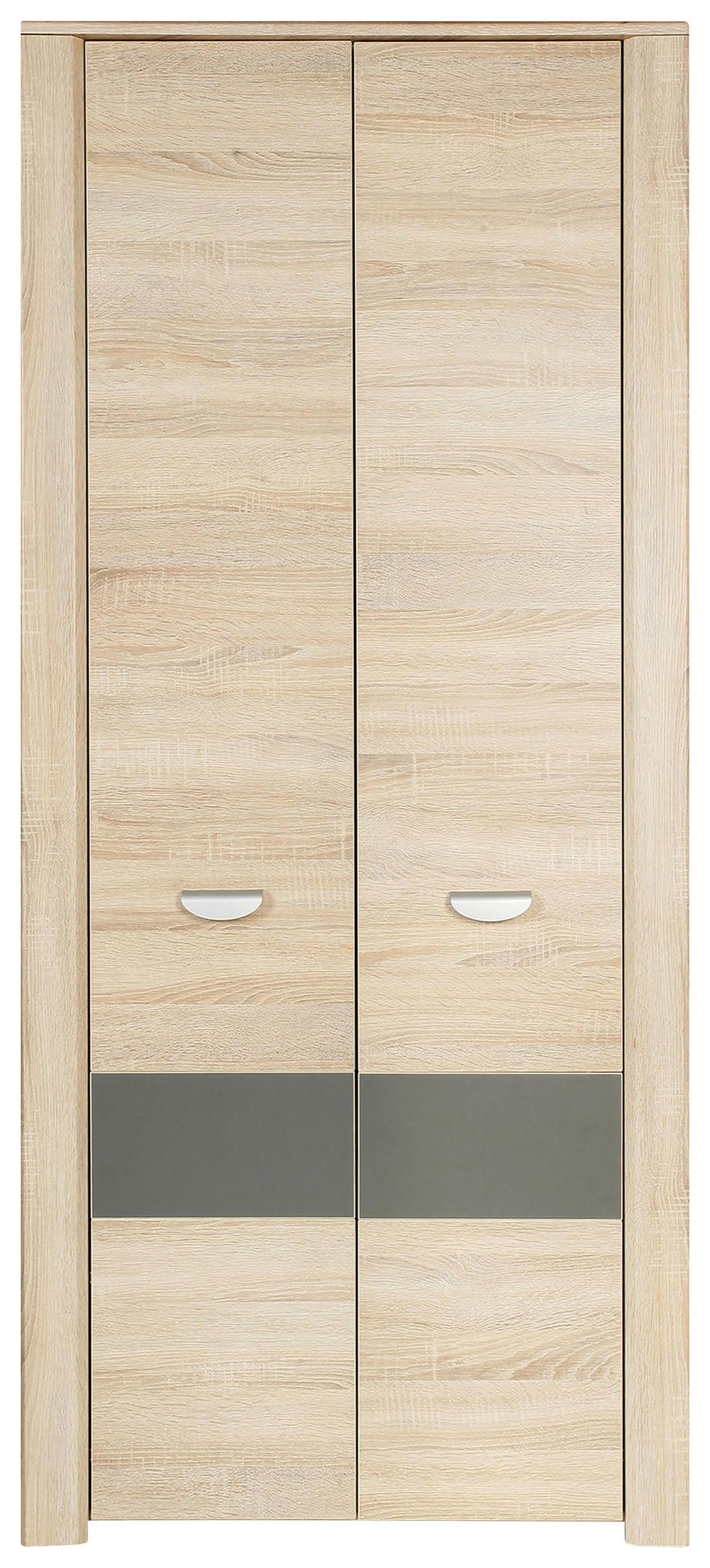 OMARA S KLASIČNIMI VRATI, antracit, hrast sonoma - barve hrasta/barve aluminija, Design, leseni material (94/194/58cm) - Carryhome