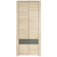 OMARA S KLASIČNIMI VRATI, antracit, hrast sonoma  - barve hrasta/barve aluminija, Design, leseni material (94/194/58cm) - Carryhome