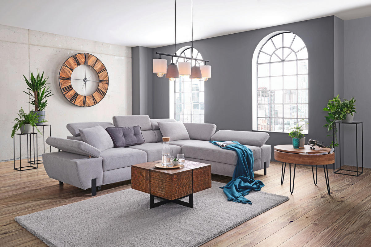 HÖRNSOFFA i vävt tyg grå  - ljusgrå/svart, Modern, metall/trämaterial (277/189cm) - MID.YOU