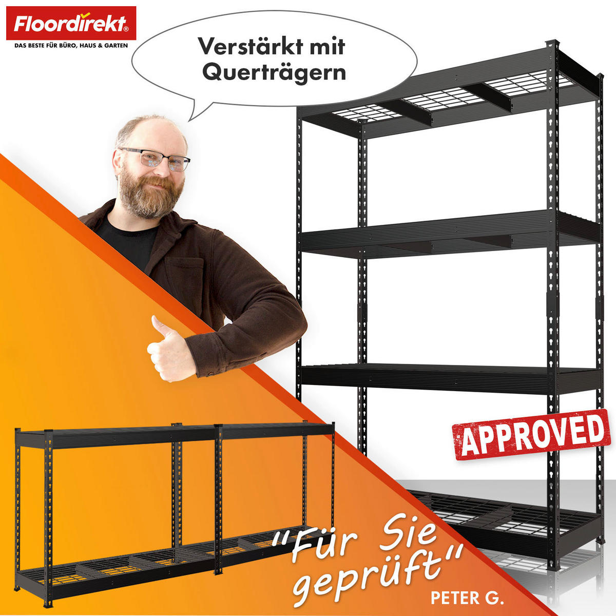 SCHWERLASTREGAL 90/180/60 cm  - Schwarz, Basics, Metall (90/180/60cm) - Floordirekt