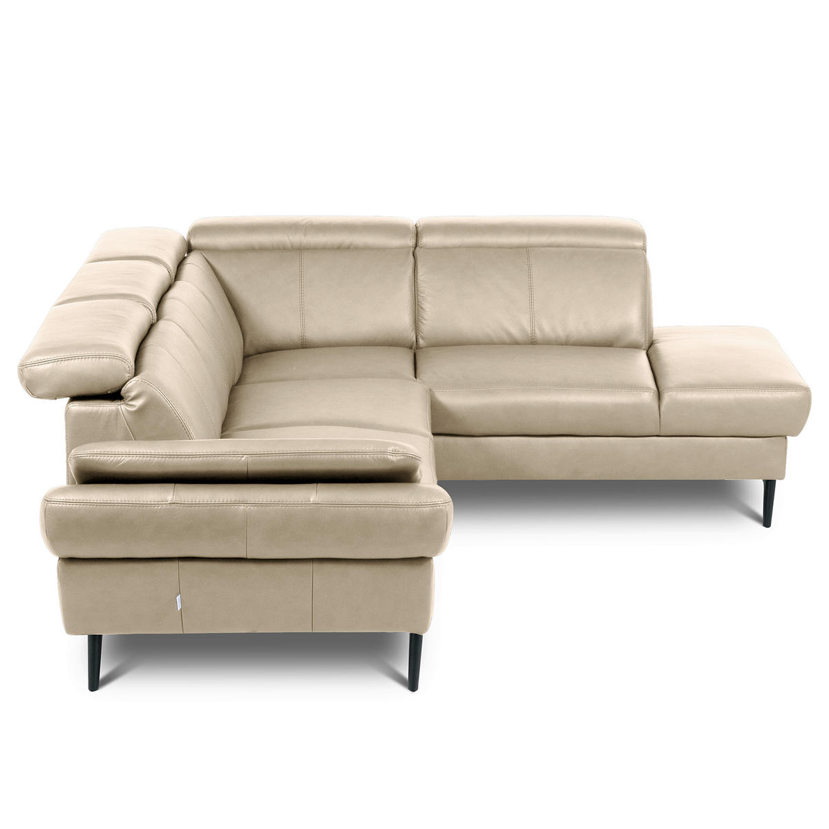 ECKSOFA  in Lederlook Echtleder Grau  - Schwarz/Grau, Design, Leder/Textil (264/211cm) - Livetastic