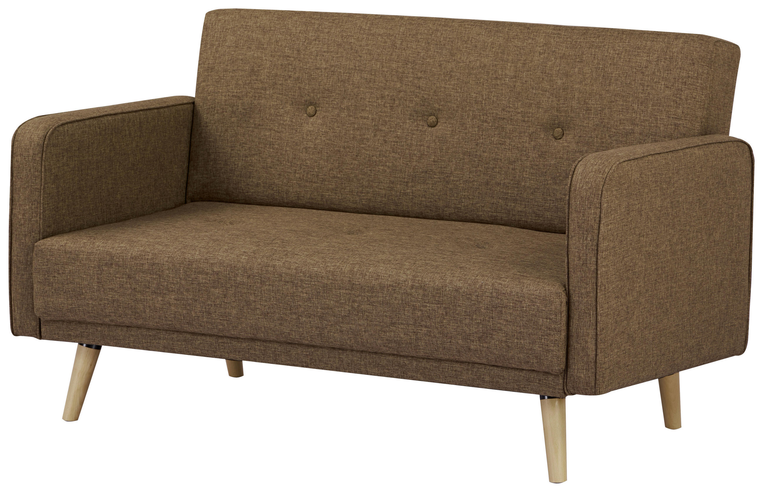 2-SITZER-SOFA Webstoff Braun  - Naturfarben/Braun, MODERN, Holz/Textil (137/80/90cm) - MID.YOU