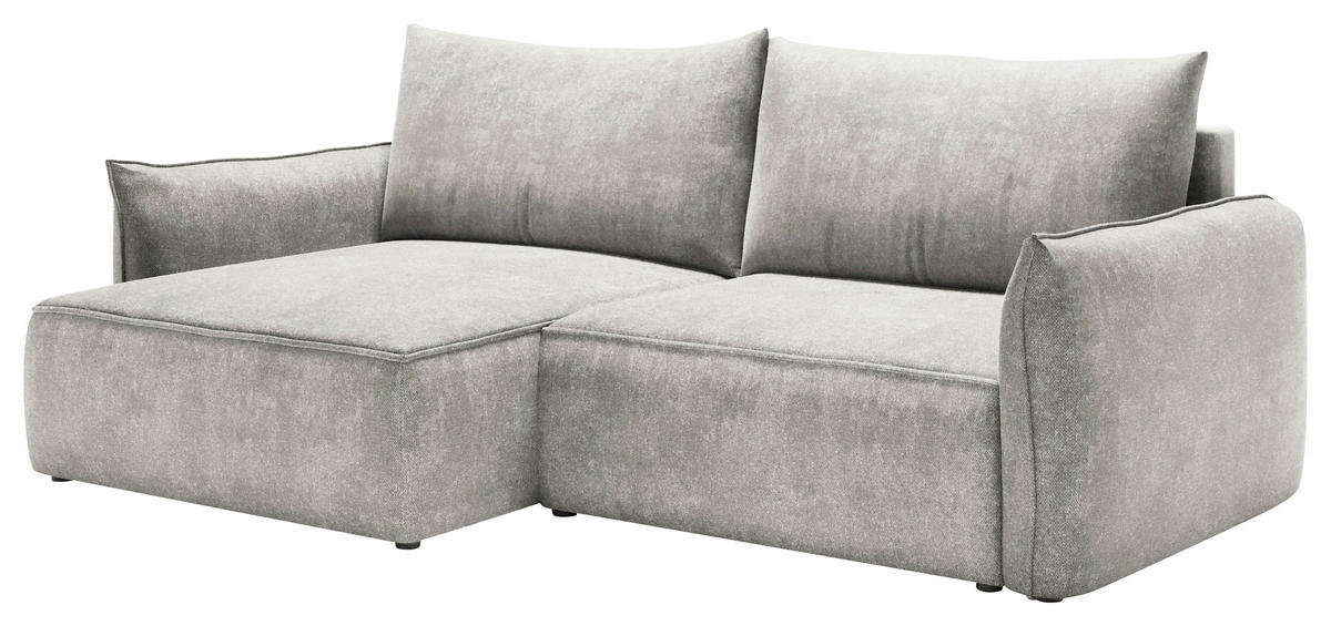 ECKSOFA Beige Struktur Rückenkissen, Bettkasten, Schlaffunktion, Rücken echt, Liegefläche im Originalstoff  - Beige/Schwarz, KONVENTIONELL, Kunststoff/Textil (148/266cm) - Milino