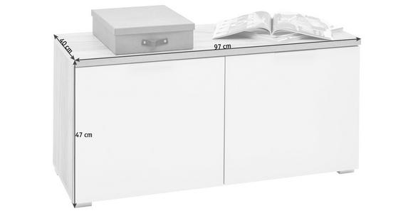 GARDEROBENBANK Weiß, Eichefarben  - Eichefarben/Silberfarben, KONVENTIONELL, Glas/Kunststoff (97/47/40cm) - Voleo