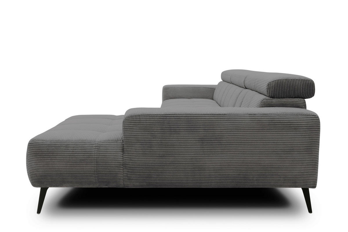 ECKSOFA TRENTO Grau Mikrofaser  - Dunkelgrau/Schwarz, MODERN, Textil/Metall (287/175cm) - MID.YOU