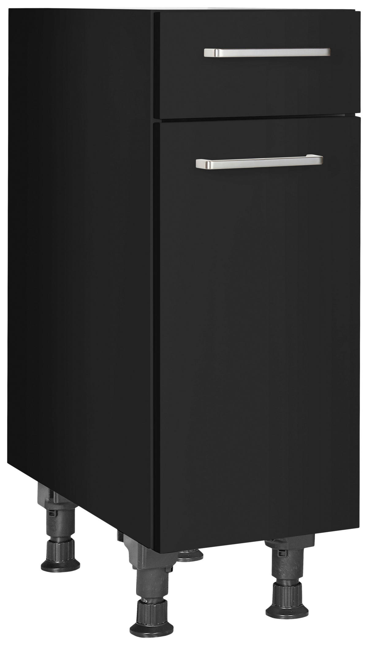 SCHUBKASTENUNTERSCHRANK 30/87/56 cm  in Schwarz  - Edelstahlfarben/Schwarz, MODERN, Holzwerkstoff/Metall (30/87/56cm) - Nobilia