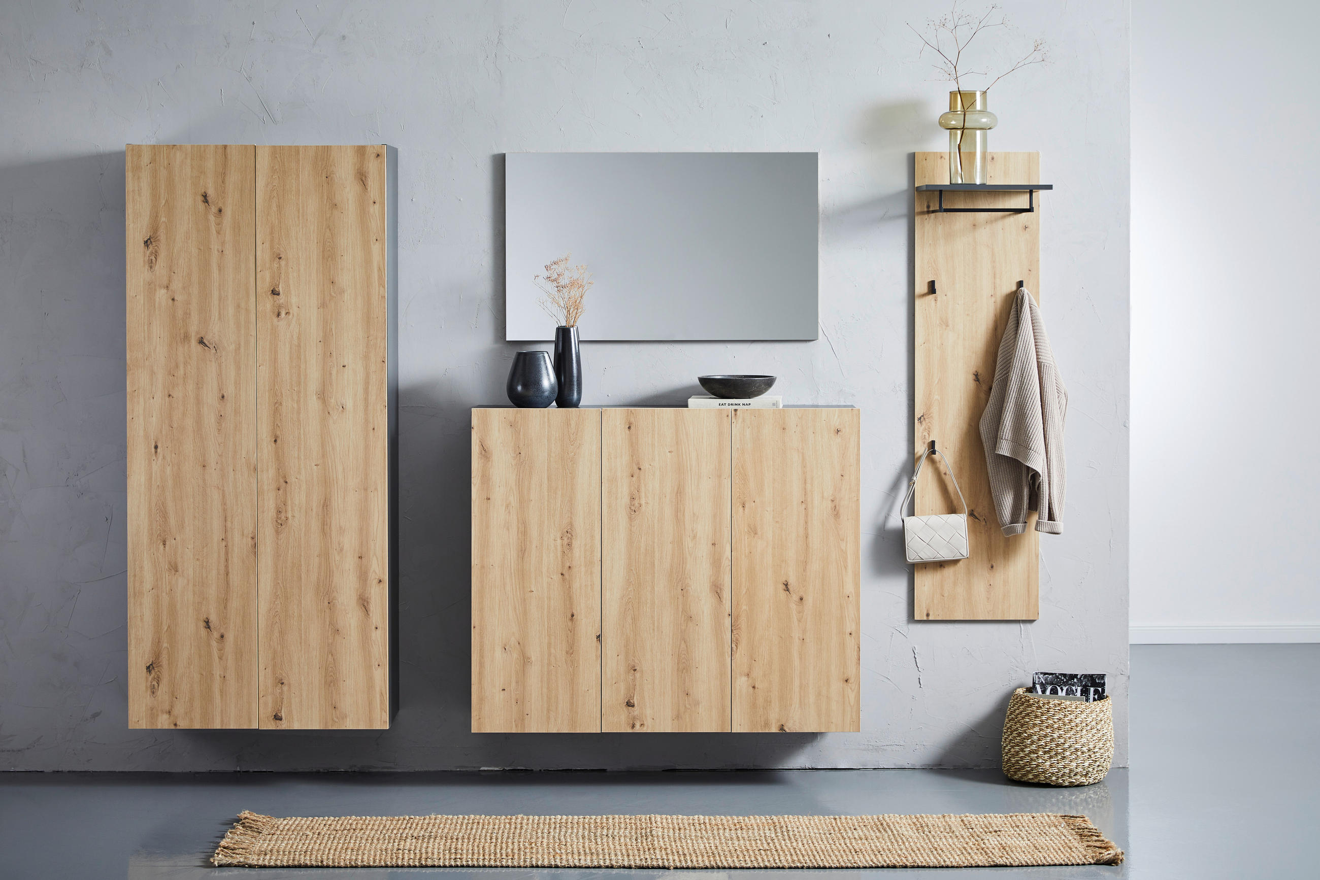 GARDEROBENSCHRANK 80/180/34 cm  - Anthrazit/Eiche Artisan, Design, Holzwerkstoff (80/180/34cm) - Hom`in