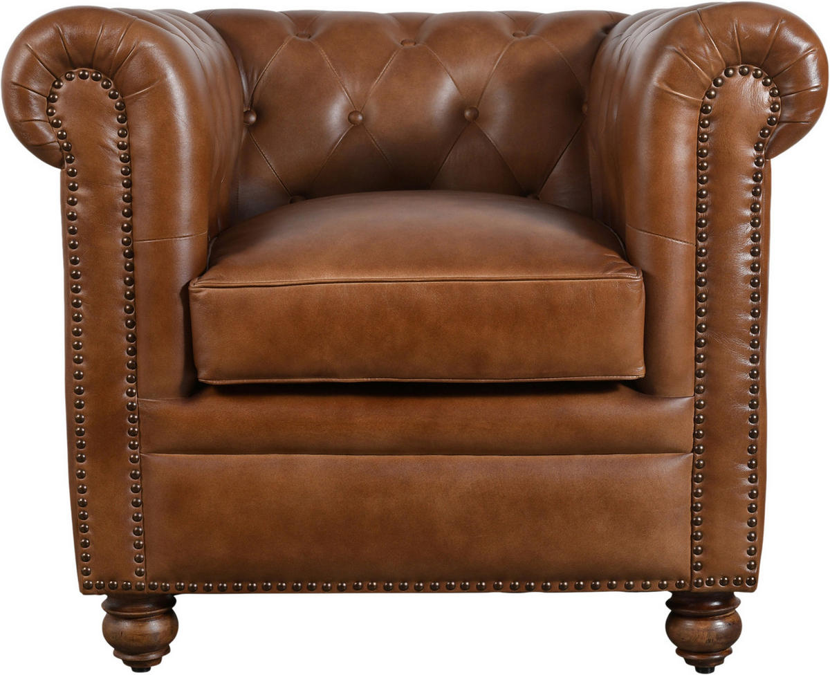 SESSEL in Echtleder Braun  - Braun, LIFESTYLE, Leder (84/79/77cm) - Landscape