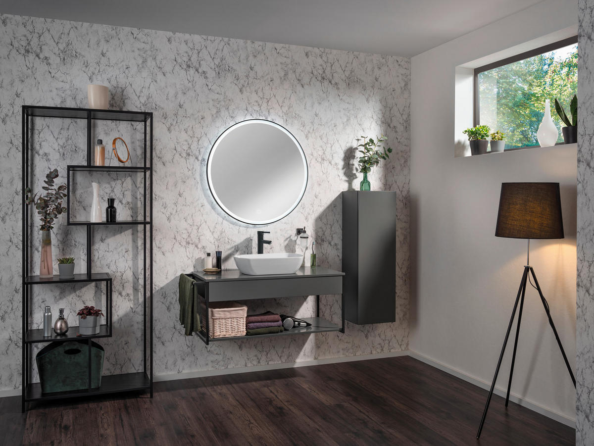 WASCHTISCHUNTERSCHRANK  - Schwarz/Grau, MODERN, Holzwerkstoff/Metall (107,5/43,5/47,5cm) - MID.YOU