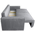 SCHLAFSOFA mit Liegefunktion, Schlafen auf Sitzhöhe, Rücken echt Cord Dunkelgrau - Dunkelgrau/Schwarz, KONVENTIONELL, Kunststoff/Textil (240/89/100cm) - Carryhome