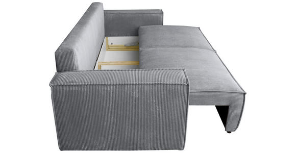 SCHLAFSOFA mit Liegefunktion, Schlafen auf Sitzhöhe, Rücken echt Cord Dunkelgrau - Dunkelgrau/Schwarz, KONVENTIONELL, Kunststoff/Textil (240/89/100cm) - Carryhome