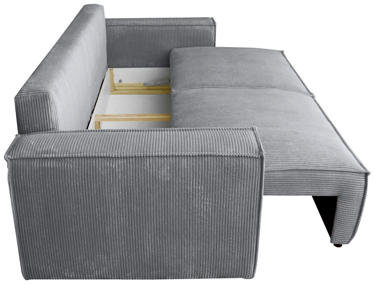 SCHLAFSOFA  mit Liegefunktion, Schlafen auf Sitzhöhe, Rücken echt Cord Dunkelgrau  - Dunkelgrau/Schwarz, KONVENTIONELL, Kunststoff/Textil (240/89/100cm) - Carryhome