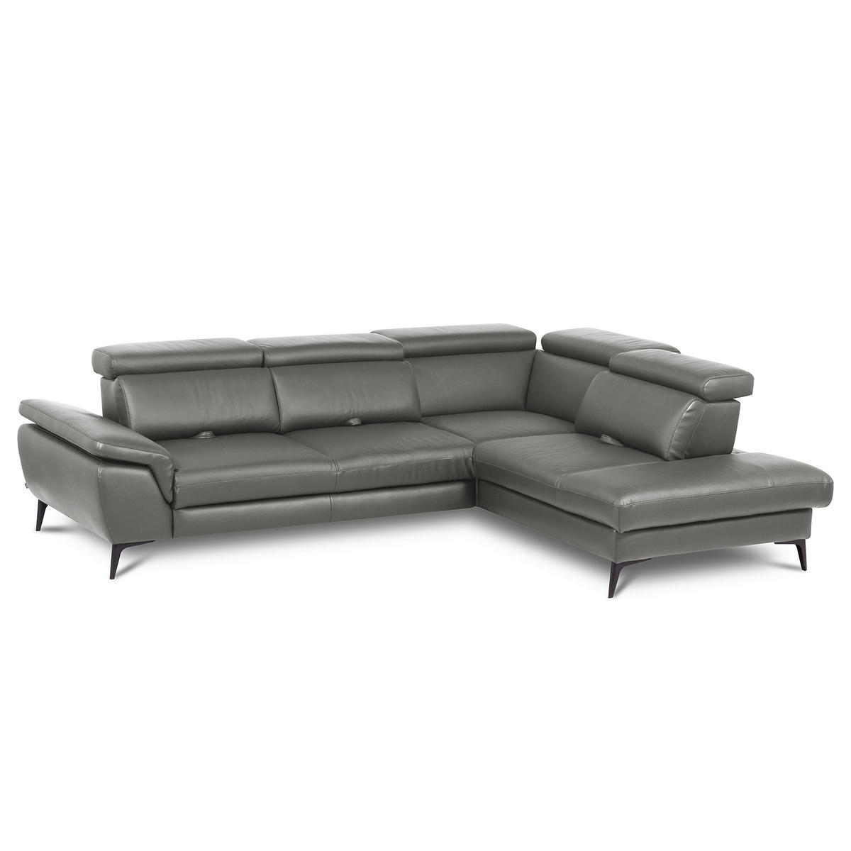 ECKSOFA  in Lederlook Echtleder Anthrazit  274/220 cm  - Anthrazit/Schwarz, Design, Leder/Textil (274/220cm) - Livetastic