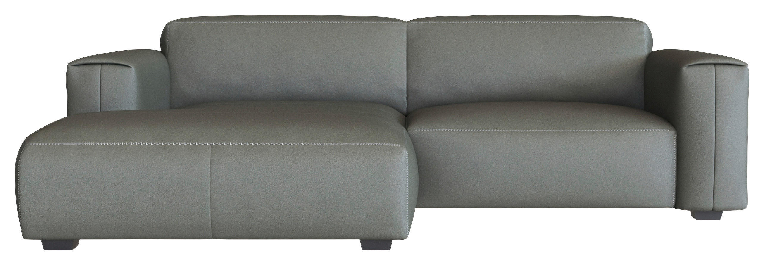 ECKSOFA Dunkelgrau Echtleder - Dunkelgrau/Schwarz, Design, Leder/Holz (171/252cm) - Livetastic