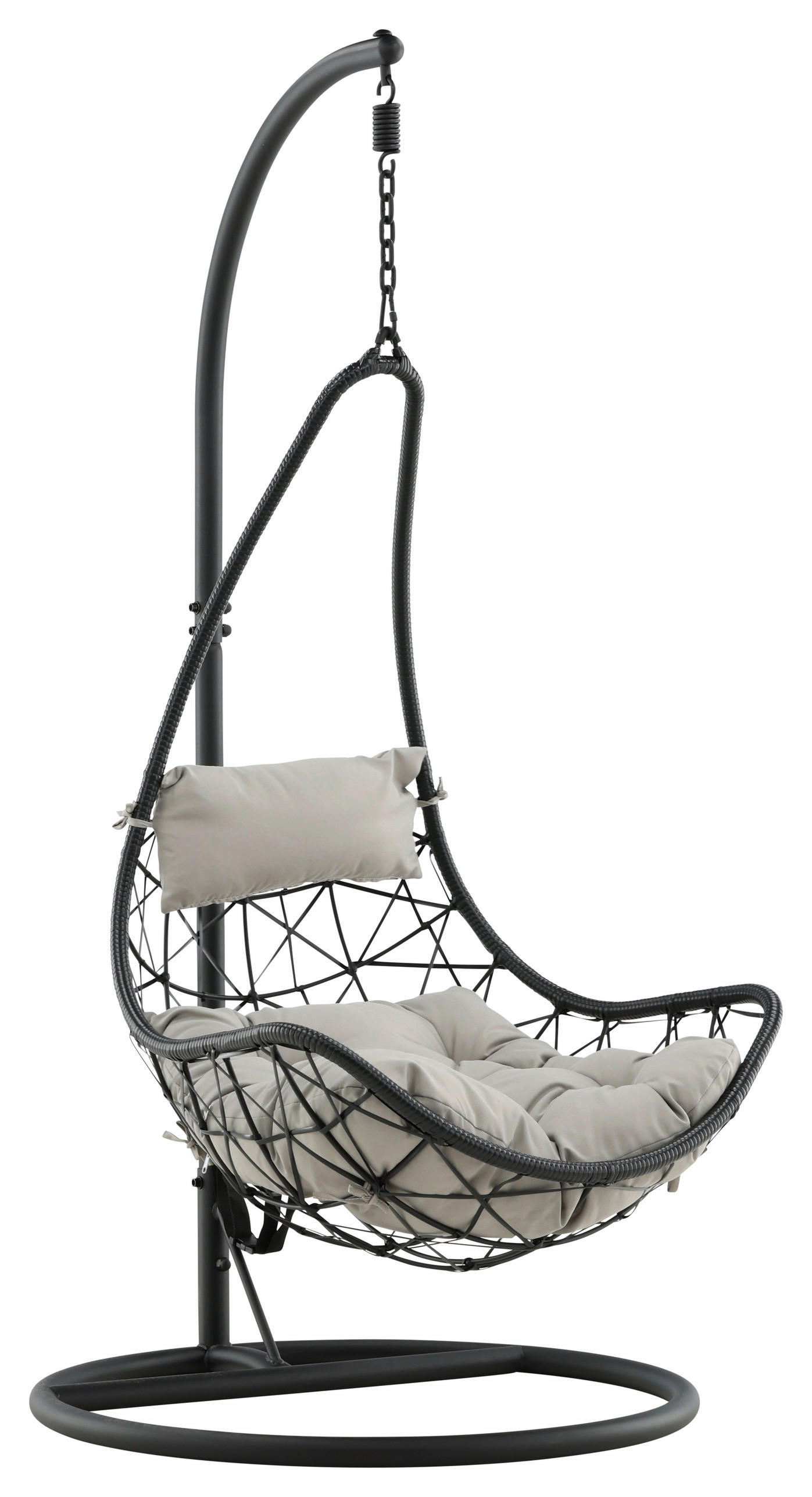 HÄNGESESSEL 95/196/95 cm  - Schwarz/Grau, KONVENTIONELL, Kunststoff/Textil (95/196/95cm) - Gardenson