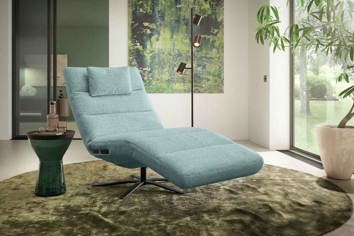 RELAXLIEGE inkl. Akku Flachgewebe Türkis  - Türkis/Schwarz, MODERN, Textil/Metall (82/53-115/156-206cm) - Pure Home Comfort