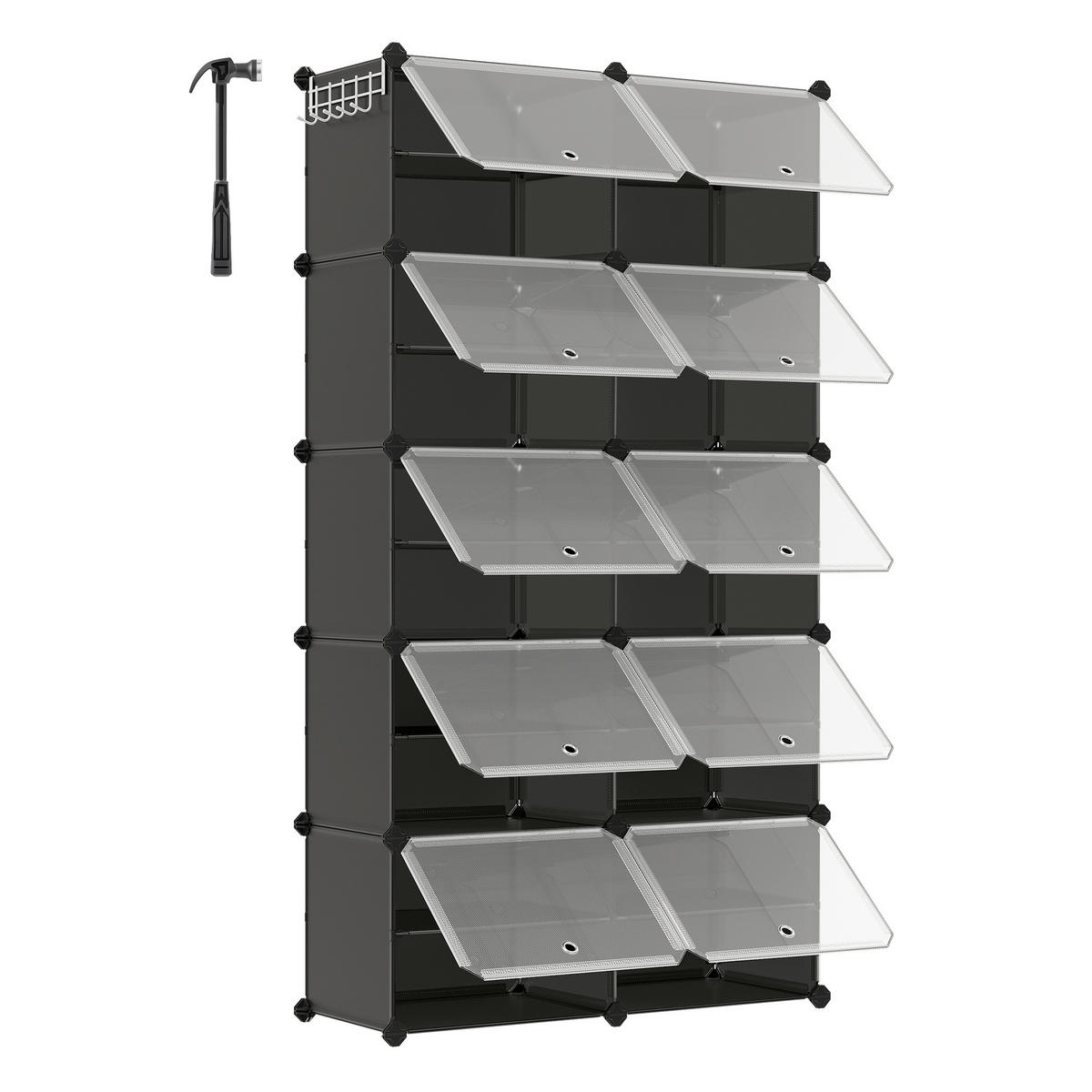 REGÁL NA TOPÁNKY, čierna, 83/156/32 cm - priehľadné/čierna, Basics, kov/plast (83/156/32cm)