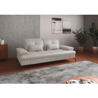 3-SITZER-SOFA in Vliesstoff Kombination Echtleder/Stoff Weiss  - Weiss/Schwarz, Konventionell, Leder/Textil (212/90/122cm) - Sit & More