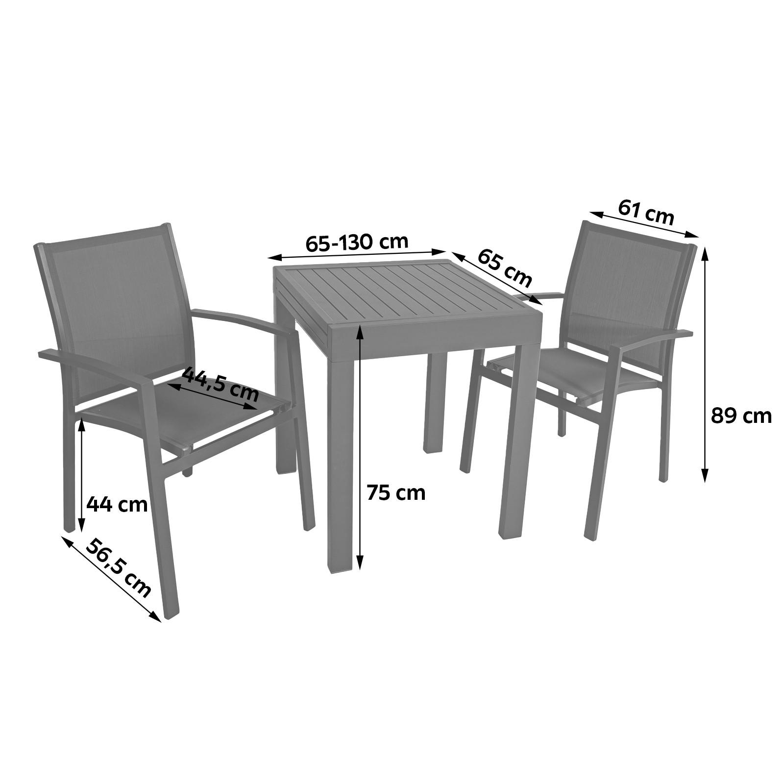 GARTENSET Aluminium  - Dunkelgrau/Schwarz, Basics, Kunststoff/Metall (56,5/89/61cm) - Gardenson