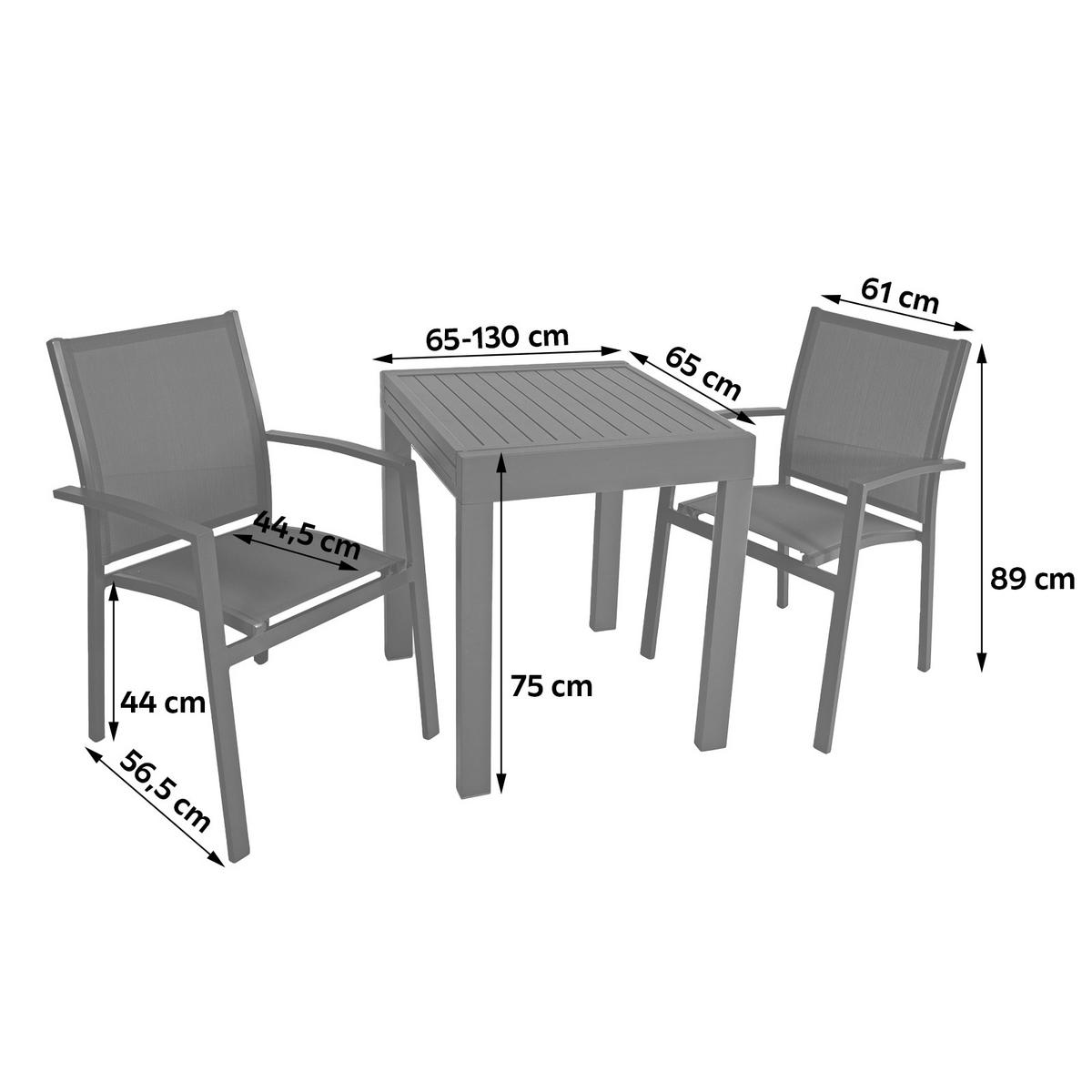 GARTENSET 3-teilig  - Dunkelgrau/Schwarz, Basics, Kunststoff/Metall (56,5/89/61cm) - Gardenson