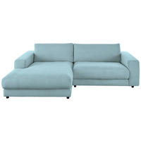 ECKSOFA in Cord Hellblau  - Schwarz/Hellblau, Design, Kunststoff/Textil (190/270cm) - Lomoco