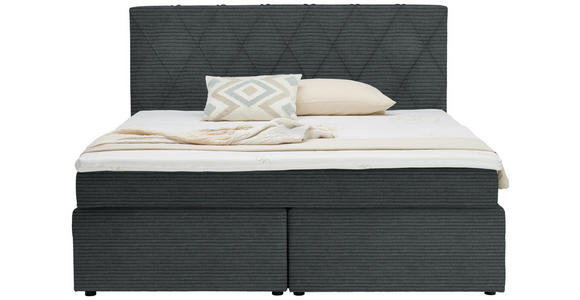 BOXSPRINGBETT 180/200 cm  in Dunkelgrau  - Dunkelgrau/Schwarz, Design, Kunststoff/Textil (180/200cm) - Xora