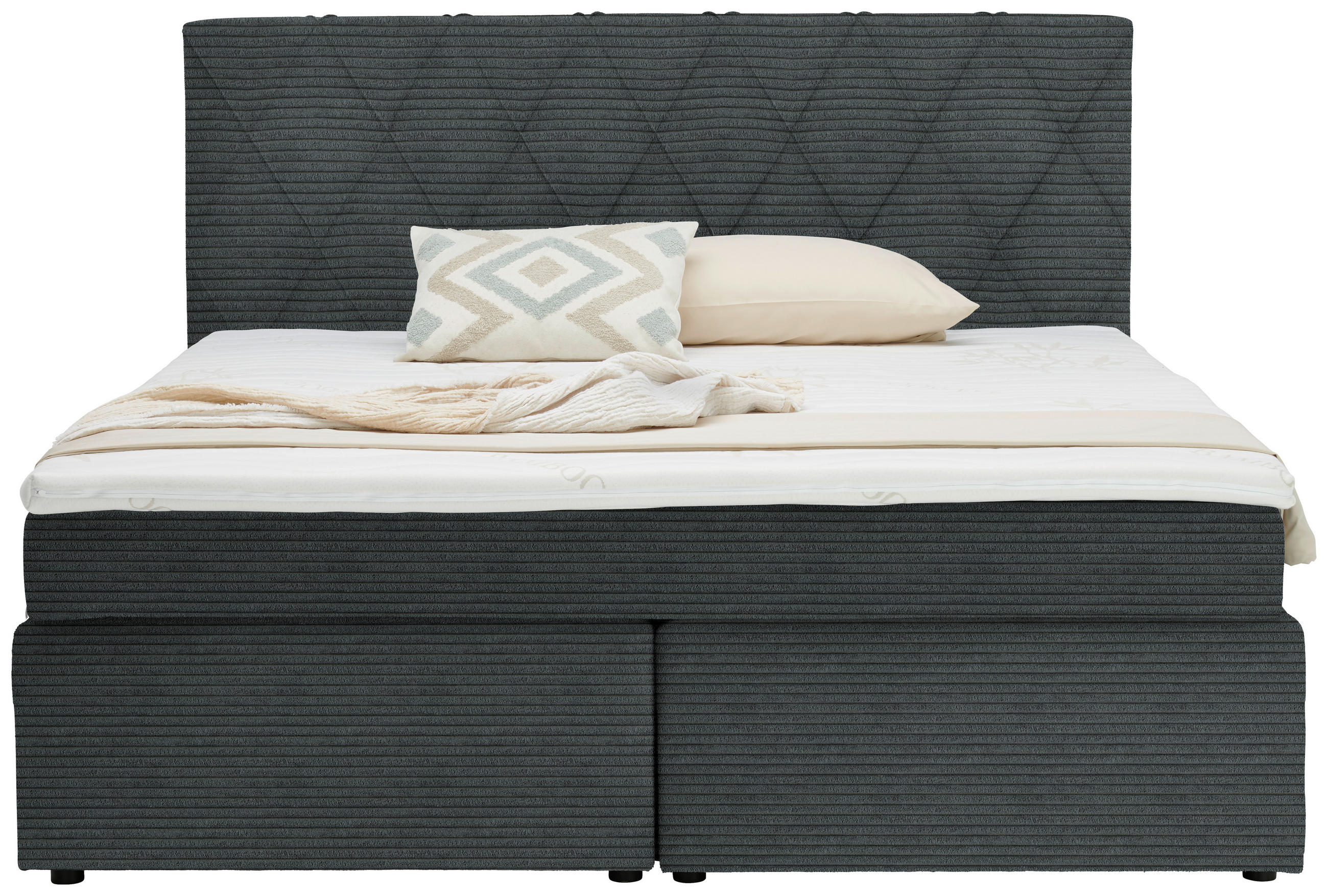 BOXSPRINGBETT 160/200 cm  in Dunkelgrau  - Dunkelgrau/Schwarz, Design, Holzwerkstoff/Kunststoff (160/200cm) - Xora