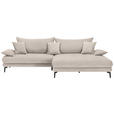 ECKSOFA in Mikrofaser Beige  - Beige/Schwarz, MODERN, Textil/Metall (297/173cm) - Carryhome