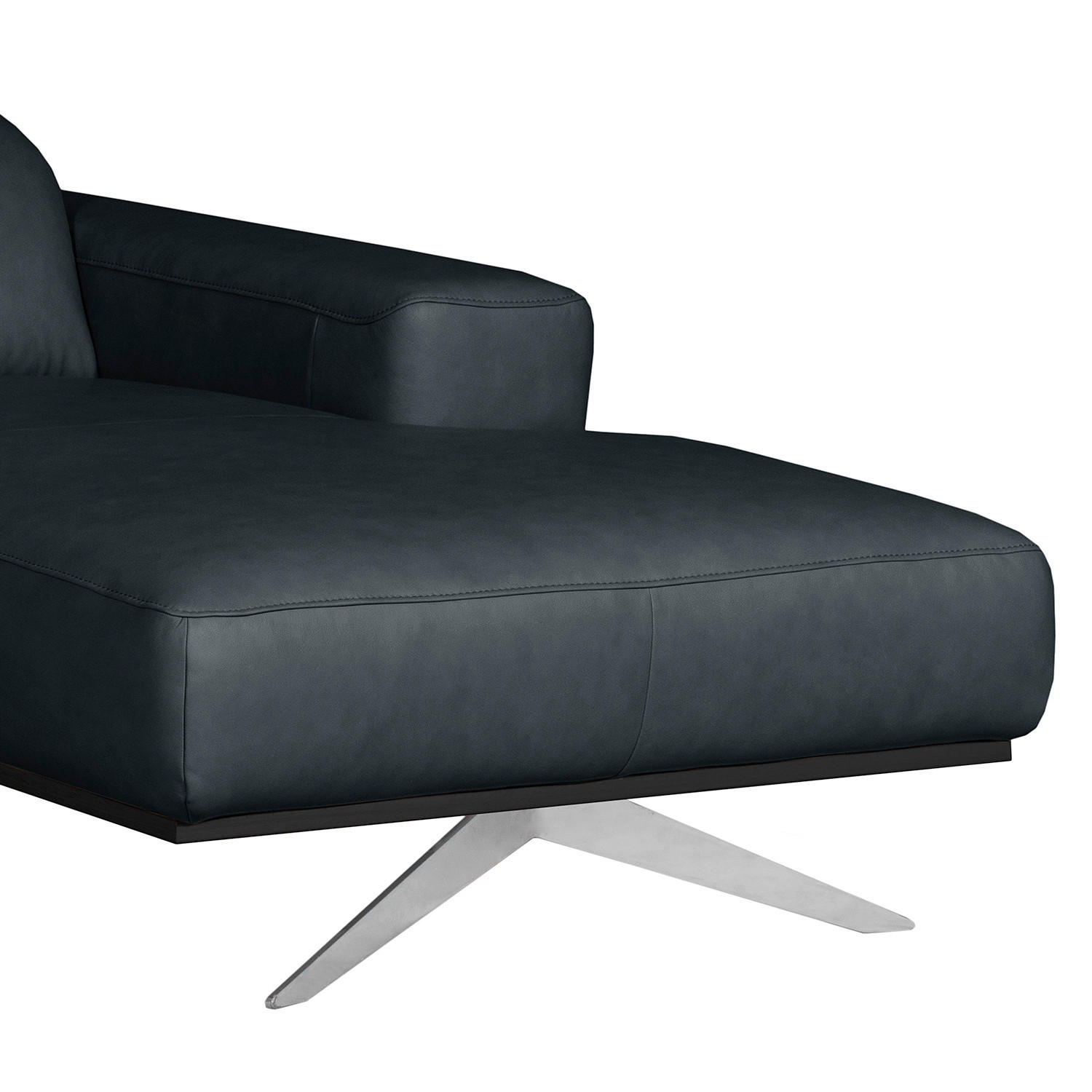 ECKSOFA  in Echtleder Blau  187/295 cm  - Chromfarben/Blau, Design, Leder/Metall (187/295cm) - Livetastic
