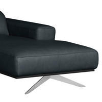 ECKSOFA  in Echtleder Blau  187/295 cm  - Chromfarben/Blau, Design, Leder/Metall (187/295cm) - Livetastic
