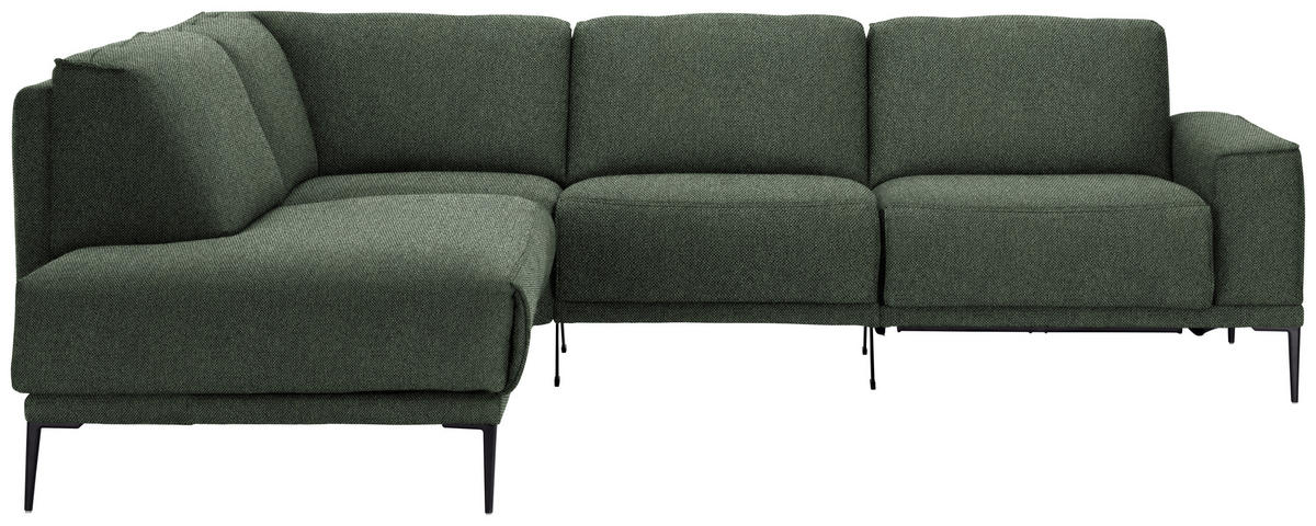 ECKSOFA Flachgewebe Grün  - Schwarz/Grün, Design, Textil/Metall (210/260cm) - Johann Jakob