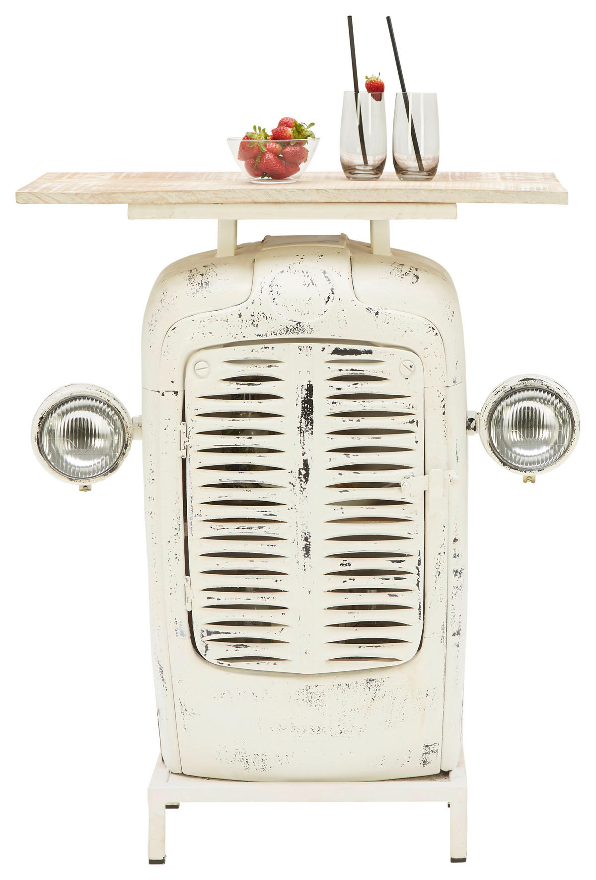 BAR Naturfarben, Weiss  - Weiss/Naturfarben, Trend, Holz/Metall (80/35/100cm) - Ambia Home