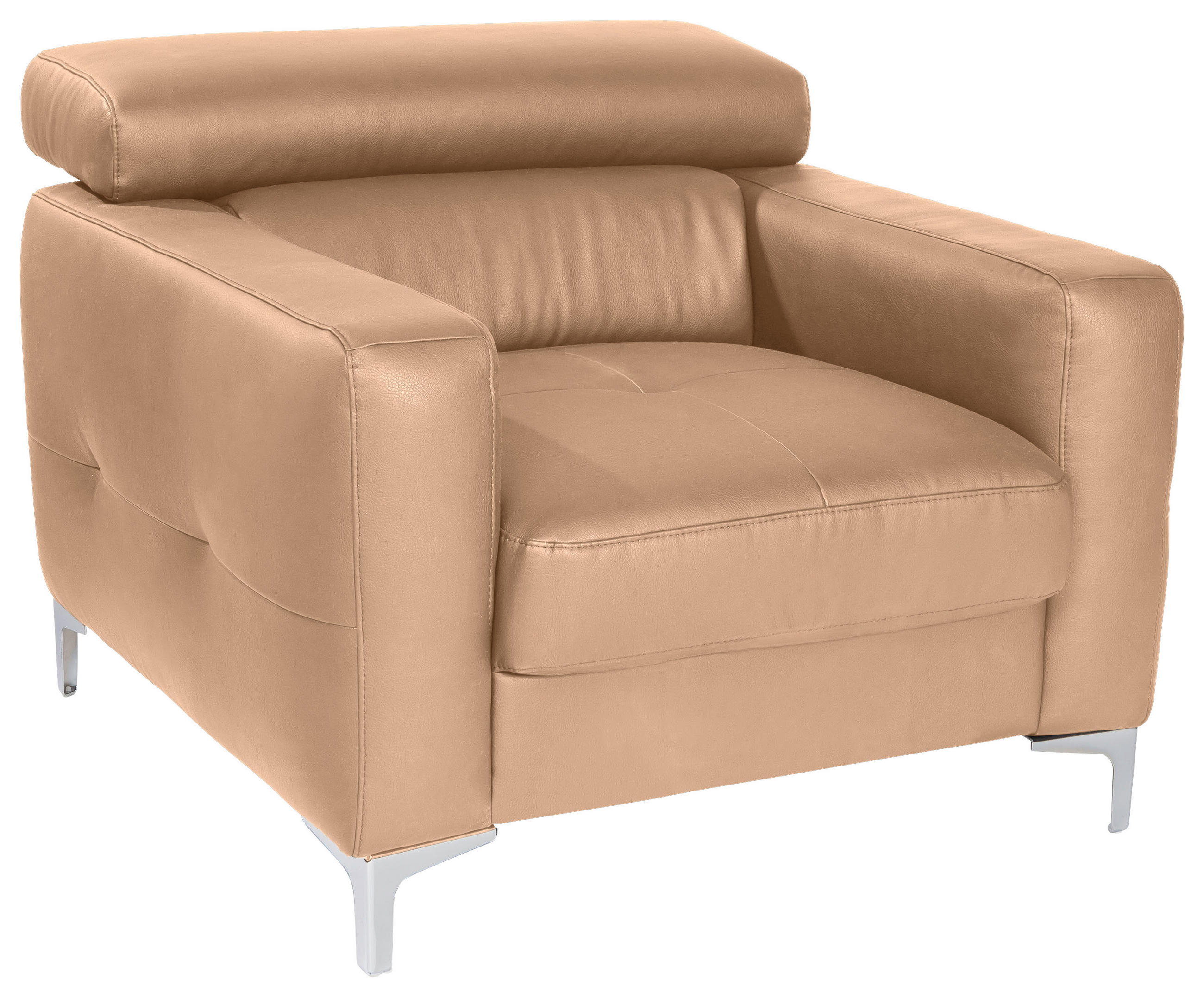 SESSEL in Echtleder Cappuccino  - Chromfarben/Cappuccino, Design, Leder/Metall (99/78-92/106cm) - Livetastic