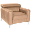 SESSEL in Echtleder Cappuccino  - Chromfarben/Cappuccino, Design, Leder/Metall (99/78-92/106cm) - Livetastic