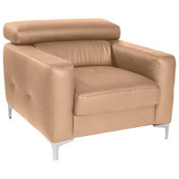 SESSEL in Echtleder Cappuccino  - Chromfarben/Cappuccino, Design, Leder/Metall (99/78-92/106cm) - Livetastic