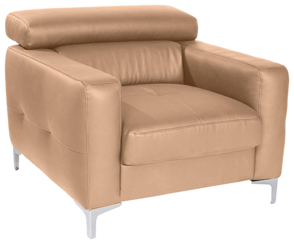 SESSEL in Echtleder Cappuccino  - Chromfarben/Cappuccino, Design, Leder/Metall (99/78-92/106cm) - Livetastic