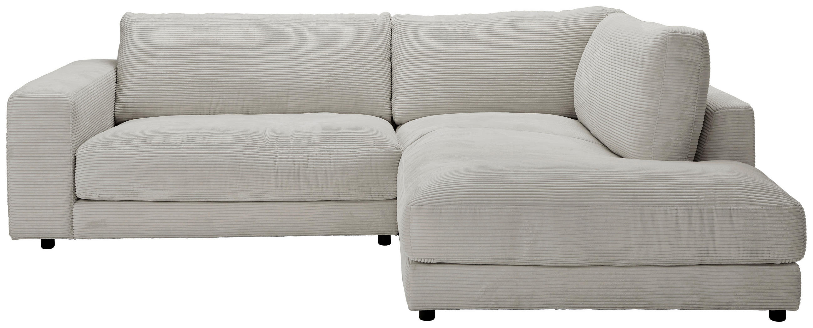 ECKSOFA in Cord Hellgrau  - Hellgrau/Schwarz, Design, Kunststoff/Textil (265/224cm) - Hom`in