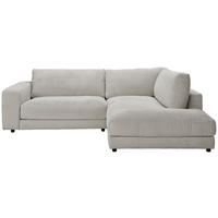 ECKSOFA in Cord Hellgrau  265/224 cm  - Hellgrau/Schwarz, Design, Kunststoff/Textil (265/224cm) - Hom`in