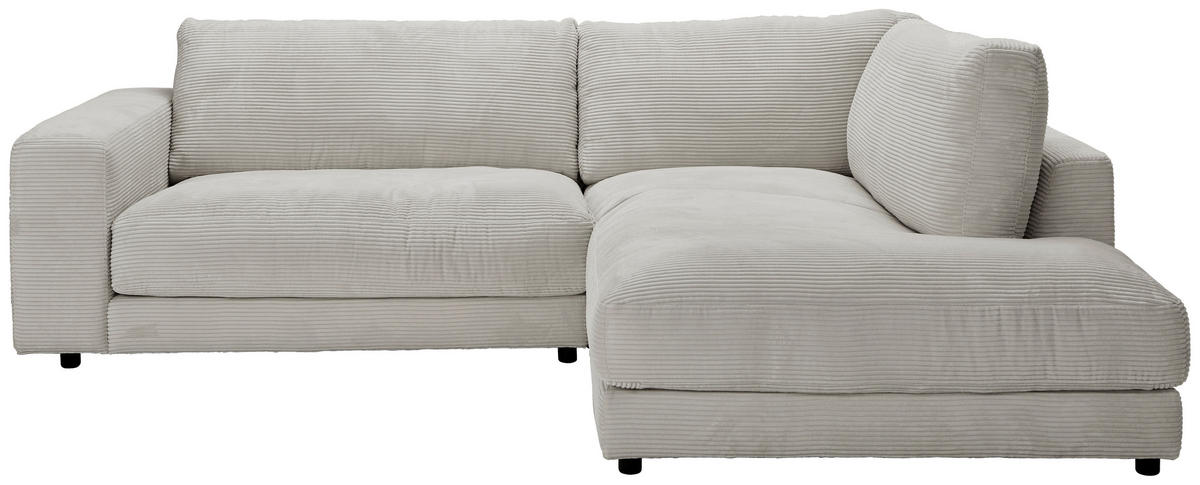 ECKSOFA in Cord Hellgrau  265/224 cm  - Hellgrau/Schwarz, Design, Kunststoff/Textil (265/224cm) - Hom`in