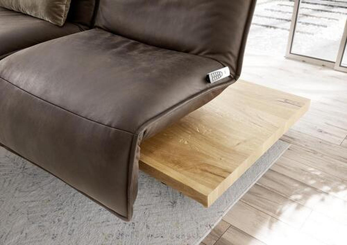 2-SITZER-SOFA in Mikrofaser Braun  - Eichefarben/Schwarz, Natur, Holz/Textil (240/63/115cm) - Koinor