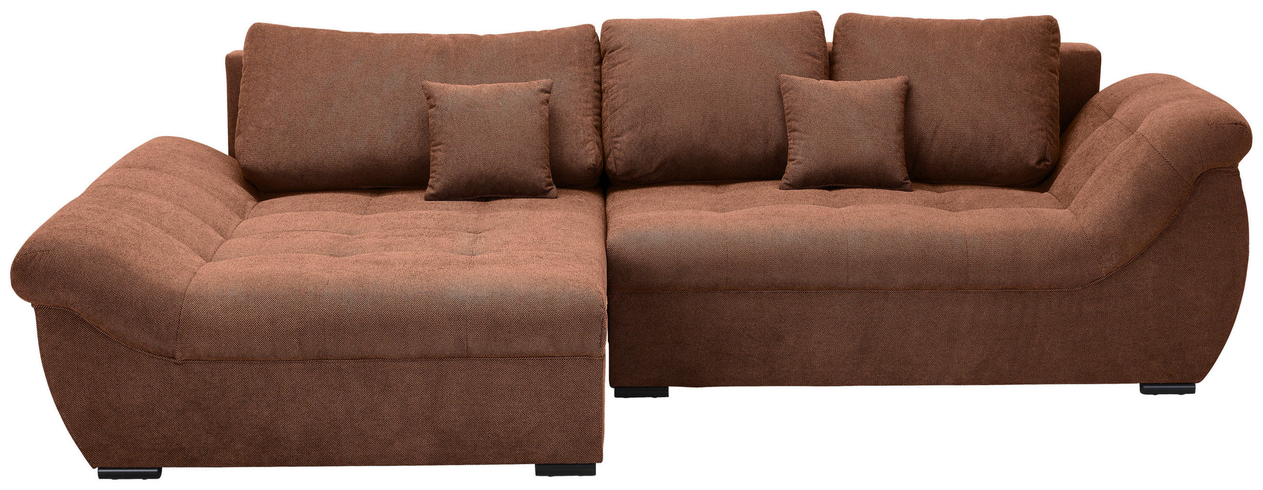 ECKSOFA Haselnussfarben Flachgewebe  - Schwarz/Haselnussfarben, Design, Kunststoff/Textil (175/278cm) - Xora