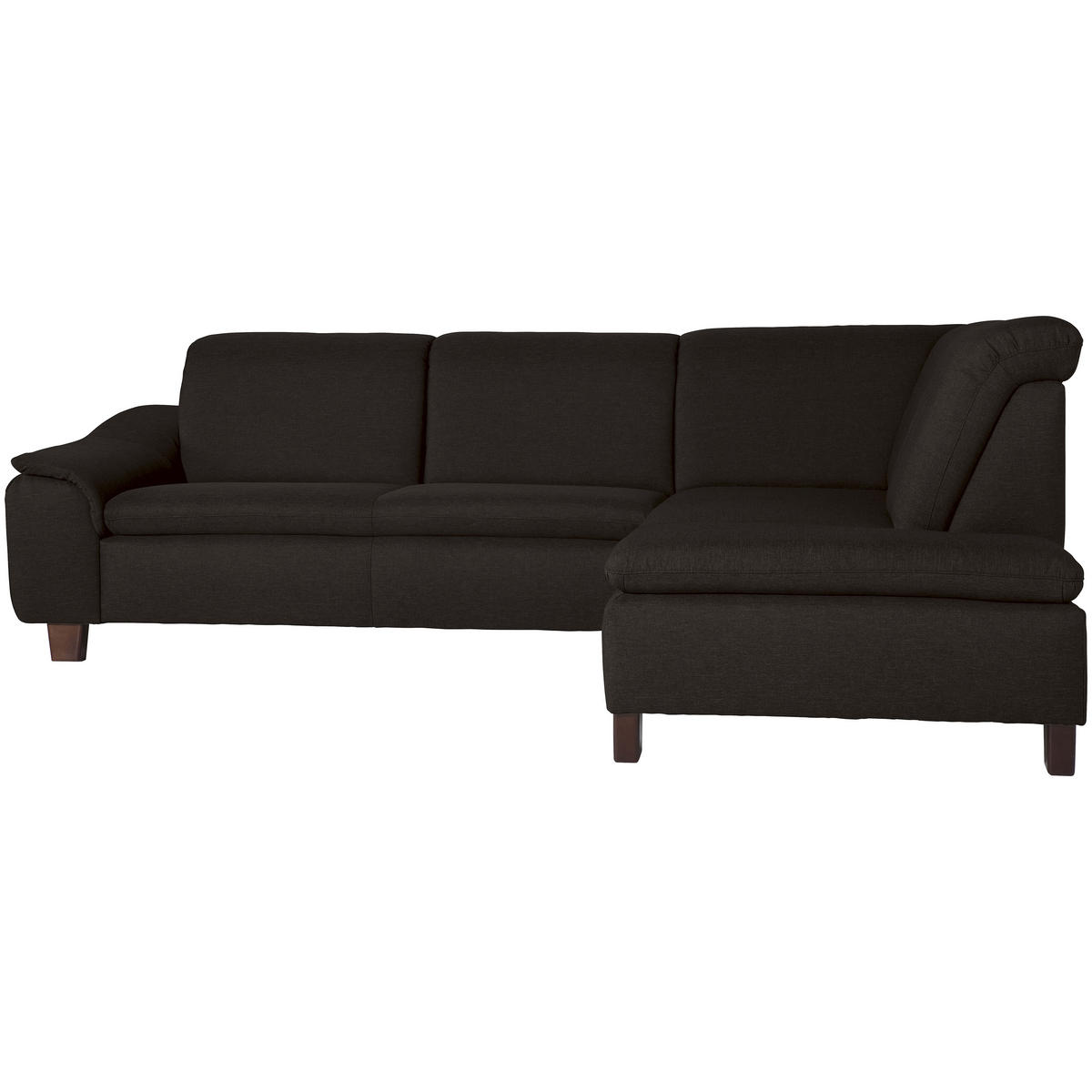 ECKSOFA in Flachgewebe Dunkelbraun  - Dunkelbraun/Nussbaumfarben, Design, Holz/Textil (247/187cm) - Max Winzer