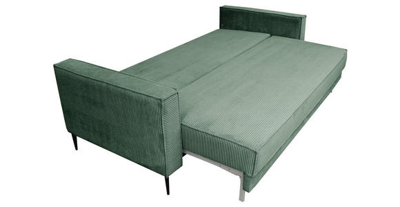 SCHLAFSOFA  mit Liegefunktion, Rücken echt, haustierfreundlicher Bezug Cord Olivgrün  - Schwarz/Olivgrün, KONVENTIONELL, Textil/Metall (222/93/98cm) - Carryhome